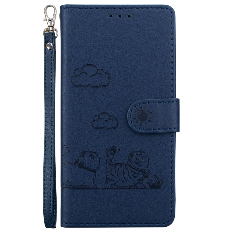 For iPhone 16 Pro Max Cute Cats RFID Leather Phone Case(Blue) - iPhone 16 Pro Max Cases by buy2fix | Online Shopping UK | buy2fix