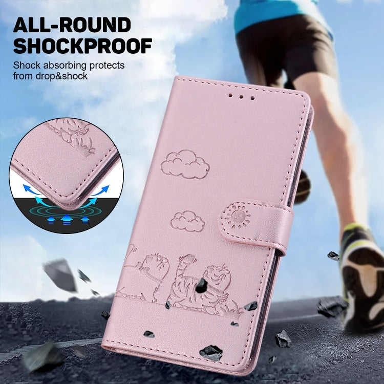 For Redmi K70 / K70 Pro Cute Cats RFID Leather Phone Case(Rose Gold) - K70 Cases by buy2fix | Online Shopping UK | buy2fix