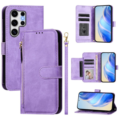 For Samsung Galaxy S25 Ultra 5G Multi-Card Slots Zipper Wallet Leather Phone Case(Purple) - Galaxy S25 Ultra 5G Cases by buy2fix | Online Shopping UK | buy2fix