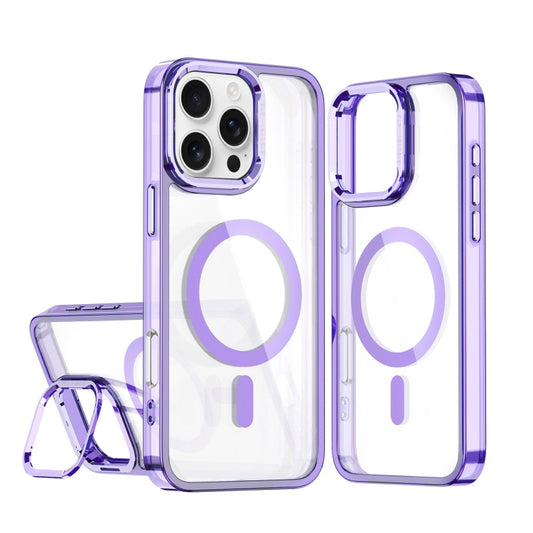 For iPhone 16 Pro Acrylic Camera Holder MagSafe Magnetic Phone Case(Purple) - iPhone 16 Pro Cases by buy2fix | Online Shopping UK | buy2fix