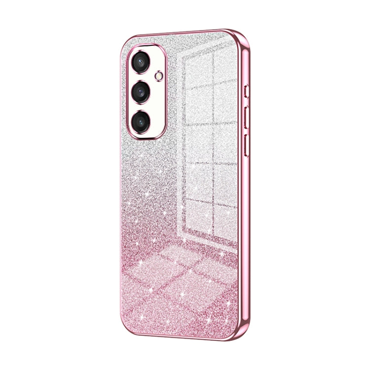 For Samsung Galaxy S25 5G Gradient Glitter Powder Electroplated Phone Case(Pink) - Galaxy S25 5G Cases by buy2fix | Online Shopping UK | buy2fix