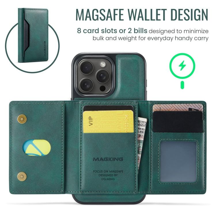 For iPhone 15 Pro Max DG.MING MAGKING-K2 Series MagSafe RFID Card Bag Detachable Phone Case(Green) - iPhone 15 Pro Max Cases by DG.MING | Online Shopping UK | buy2fix