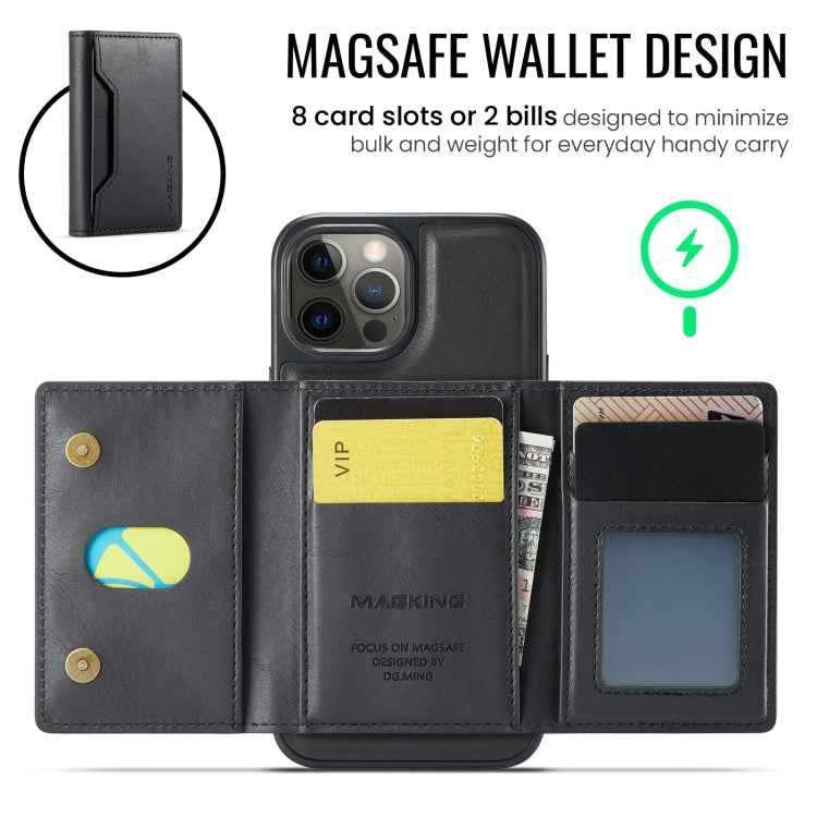 For iPhone 12 Pro Max DG.MING MAGKING-K2 Series MagSafe RFID Card Bag Detachable Phone Case(Black) - iPhone 12 Pro Max Cases by DG.MING | Online Shopping UK | buy2fix