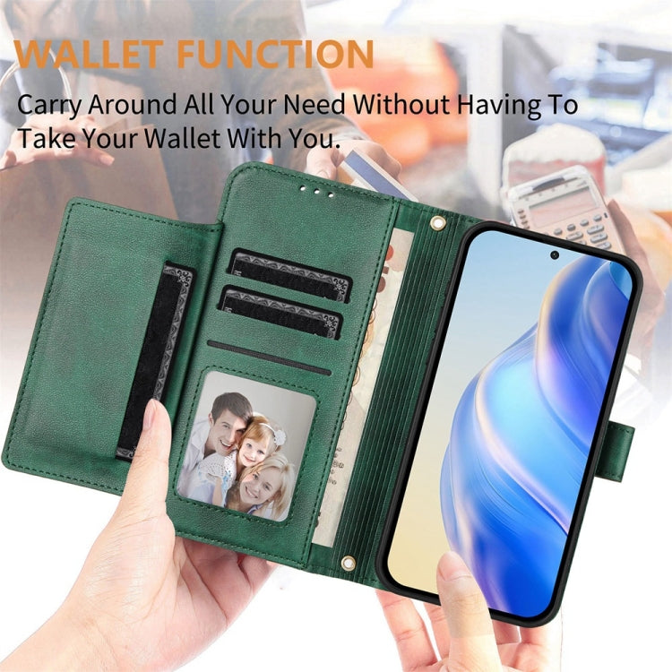 For OnePlus 12 Global Multi-Card Slots Zipper Wallet Leather Phone Case(Green) - OnePlus Cases by buy2fix | Online Shopping UK | buy2fix