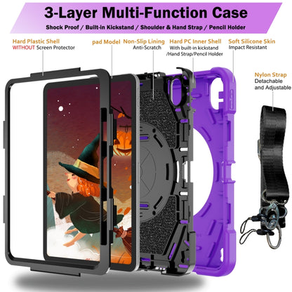 For iPad Air 11 2024 / 10.9 2022 Bat Hand Grip Turntable Stand Tablet Case(Purple Black) - iPad Air 11 2025 / 2024 Cases by buy2fix | Online Shopping UK | buy2fix