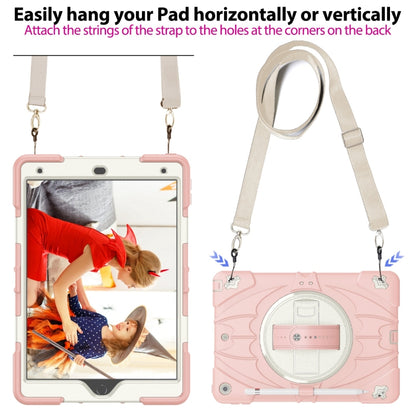 For iPad 10.2 2021 / 2020 / 2019 Bat Hand Grip Turntable Stand Tablet Case(Pink White) - iPad 10.2 Cases by buy2fix | Online Shopping UK | buy2fix