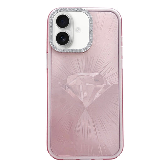 For iPhone 16 Plus Diamond Texture TPU Hybrid PC IMD Phone Case(Pink) - iPhone 16 Plus Cases by buy2fix | Online Shopping UK | buy2fix