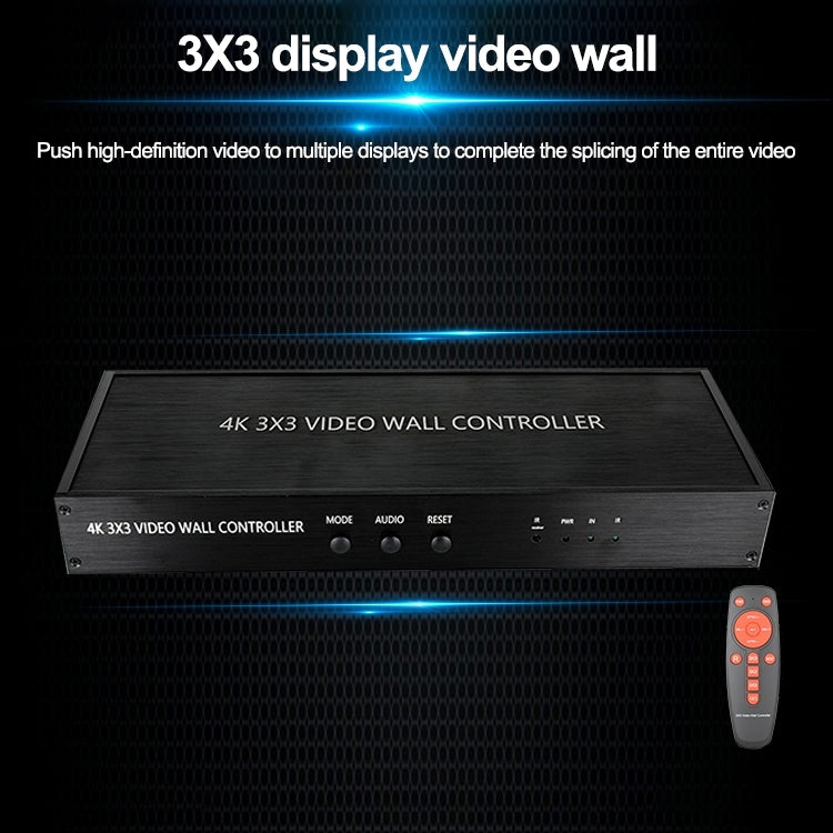 NK-BT88 4K 3x3 HDMI Video Wall Controller Multi-screen Splicing Processor with Remote Controller, Plug:UK Plug - Splitter by buy2fix | Online Shopping UK | buy2fix