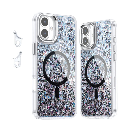 For iPhone 16 Plus Epoxy Glitter MagSafe Magnetic TPU Phone Case(Black) - iPhone 16 Plus Cases by buy2fix | Online Shopping UK | buy2fix