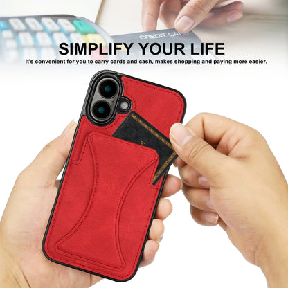 For iPhone 16 Ultra-thin Shockproof Phone Protective Case with Holder(Red) - iPhone 16 Cases by buy2fix | Online Shopping UK | buy2fix