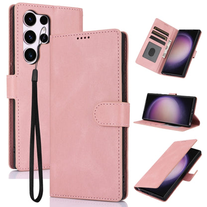 For Samsung Galaxy S25 Ultra 5G Fantasy Skin-feel Calfskin Texture Leather Phone Case(Pink) - Galaxy S25 Ultra 5G Cases by buy2fix | Online Shopping UK | buy2fix