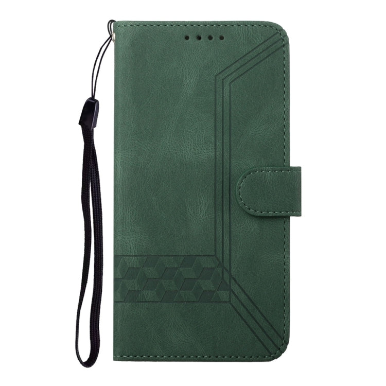 For Samsung Galaxy S25 Ultra 5G Cubic Skin Feel Flip Leather Phone Case(Green) - Galaxy S25 Ultra 5G Cases by buy2fix | Online Shopping UK | buy2fix