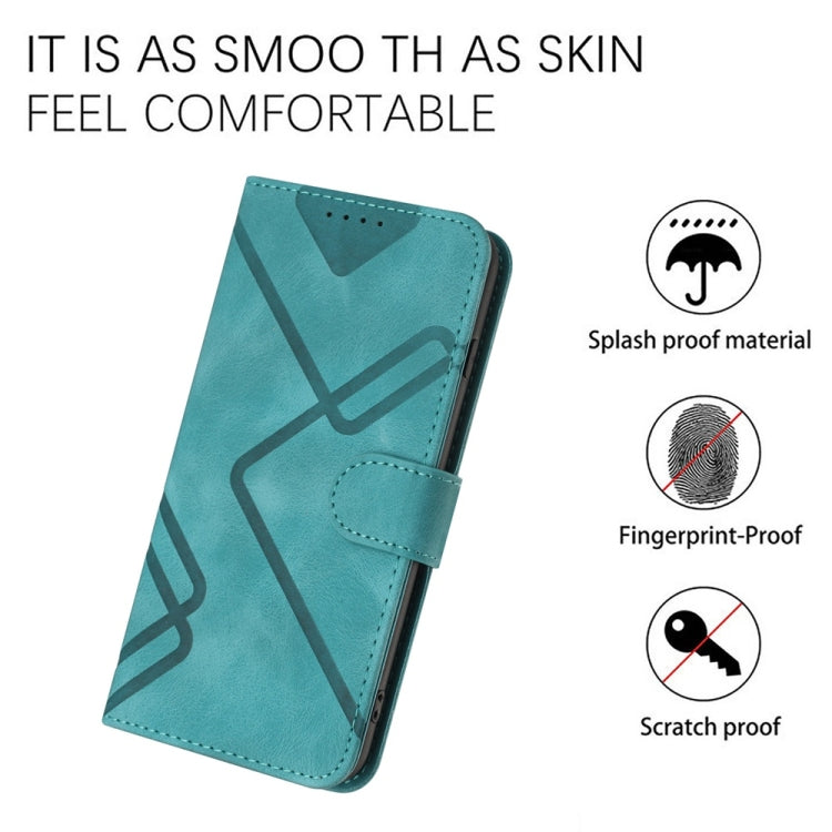 For Samsung Galaxy S25 Ultra 5G Line Pattern Skin Feel Leather Phone Case(Light Blue) - Galaxy S25 Ultra 5G Cases by buy2fix | Online Shopping UK | buy2fix