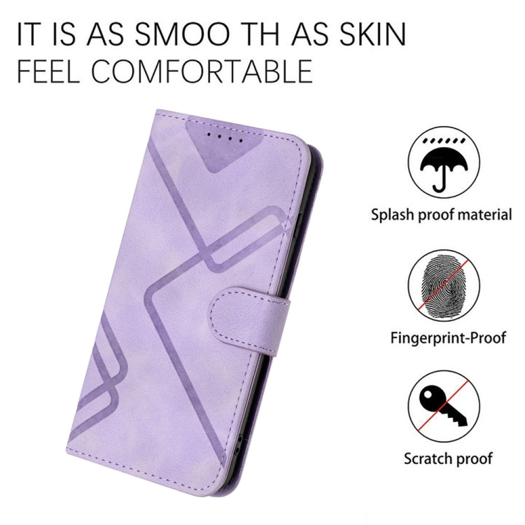 For Samsung Galaxy S25 Ultra 5G Line Pattern Skin Feel Leather Phone Case(Light Purple) - Galaxy S25 Ultra 5G Cases by buy2fix | Online Shopping UK | buy2fix