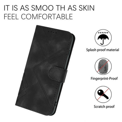 For Samsung Galaxy S25 Ultra 5G Line Pattern Skin Feel Leather Phone Case(Black) - Galaxy S25 Ultra 5G Cases by buy2fix | Online Shopping UK | buy2fix