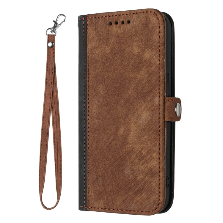 For Samsung Galaxy S25 5G Side Buckle Double Fold Hand Strap Leather Phone Case(Brown) - Galaxy S25 5G Cases by buy2fix | Online Shopping UK | buy2fix