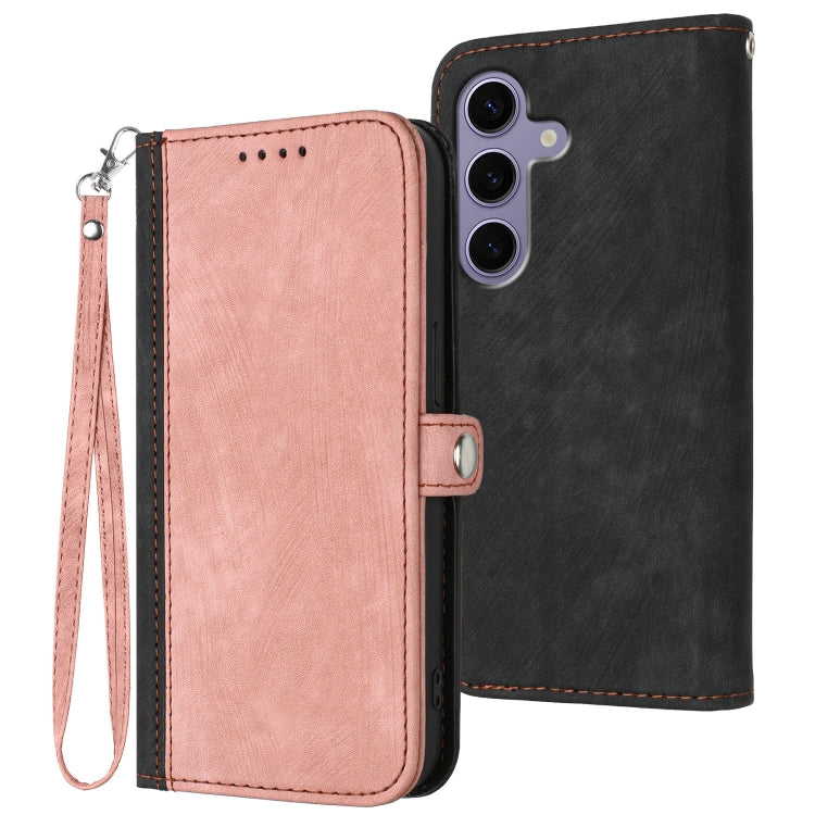 For Samsung Galaxy S25 5G Side Buckle Double Fold Hand Strap Leather Phone Case(Pink) - Galaxy S25 5G Cases by buy2fix | Online Shopping UK | buy2fix