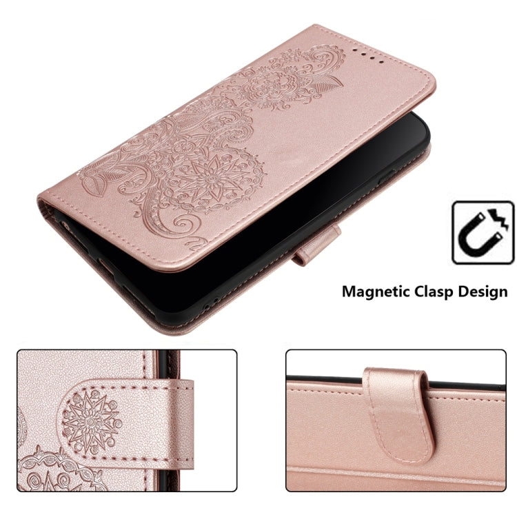 For Samsung Galaxy S25 Ultra 5G Datura Flower Embossed Flip Leather Phone Case(Rose Gold) - Galaxy S25 Ultra 5G Cases by buy2fix | Online Shopping UK | buy2fix