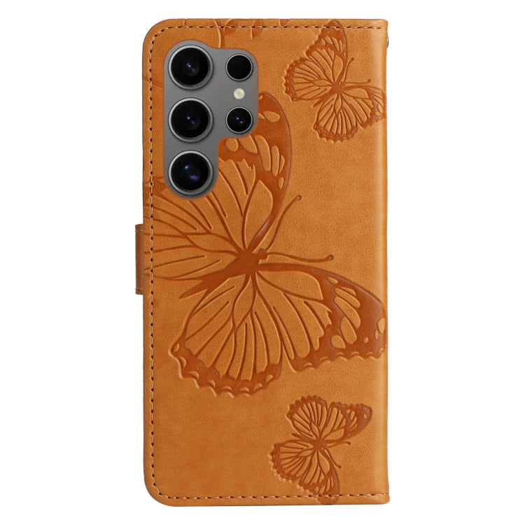 For Samsung Galaxy S25 Ultra 5G 3D Butterfly Embossed Pattern Flip Leather Phone Case(Yellow) - Galaxy S25 Ultra 5G Cases by buy2fix | Online Shopping UK | buy2fix