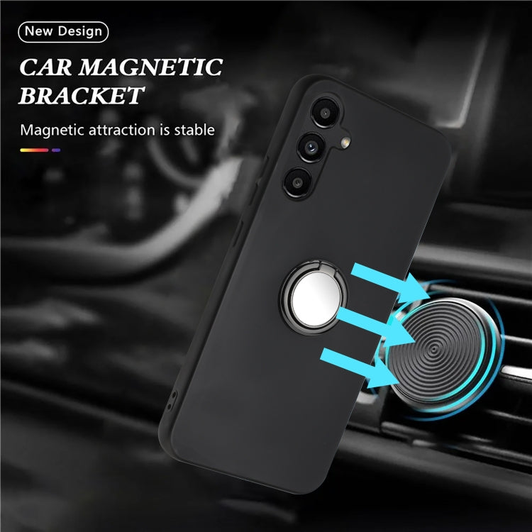 For Samsung Galaxy S25 5G Matte Ring Holder TPU Phone Case(Black) - Galaxy S25 5G Cases by buy2fix | Online Shopping UK | buy2fix