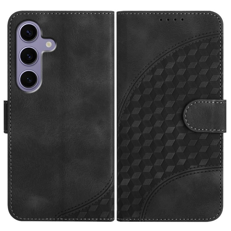 For Samsung Galaxy S25 5G YX0060 Elephant Head Embossed Phone Leather Case with Lanyard(Black) - Galaxy S25 5G Cases by buy2fix | Online Shopping UK | buy2fix