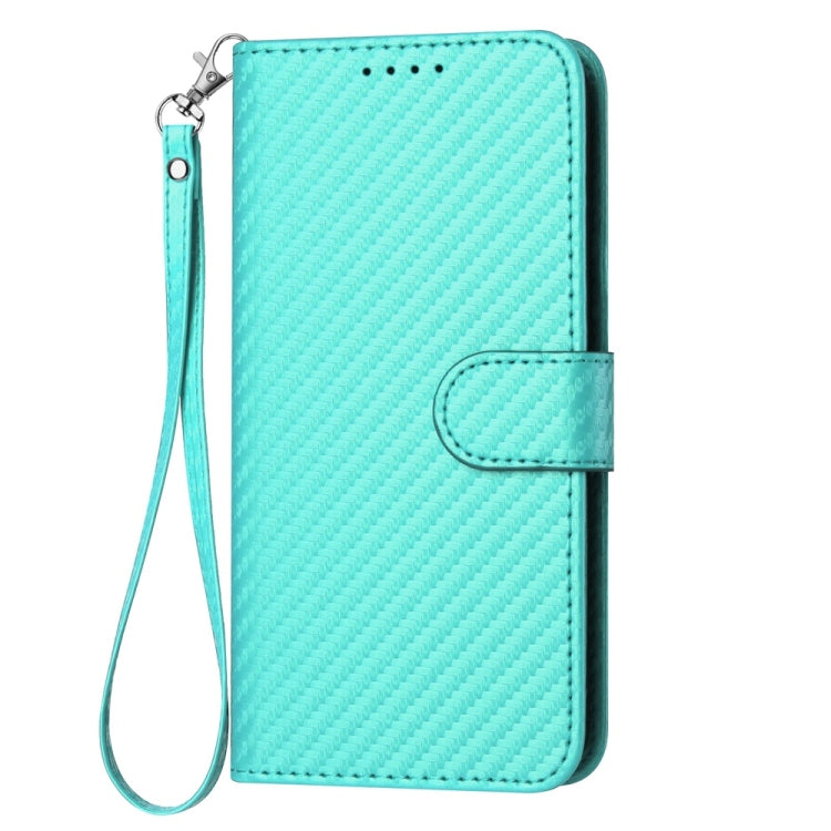 For Samsung Galaxy S25 5G YX0070 Carbon Fiber Buckle Leather Phone Case with Lanyard(Light Blue) - Galaxy S25 5G Cases by buy2fix | Online Shopping UK | buy2fix