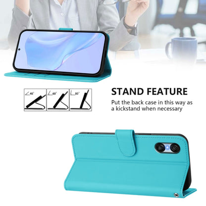 For Sony Xperia 10 VI 2024 Skin Feel Solid Color Leather Phone Case with Lanyard(Lake Blue) - Sony Cases by buy2fix | Online Shopping UK | buy2fix