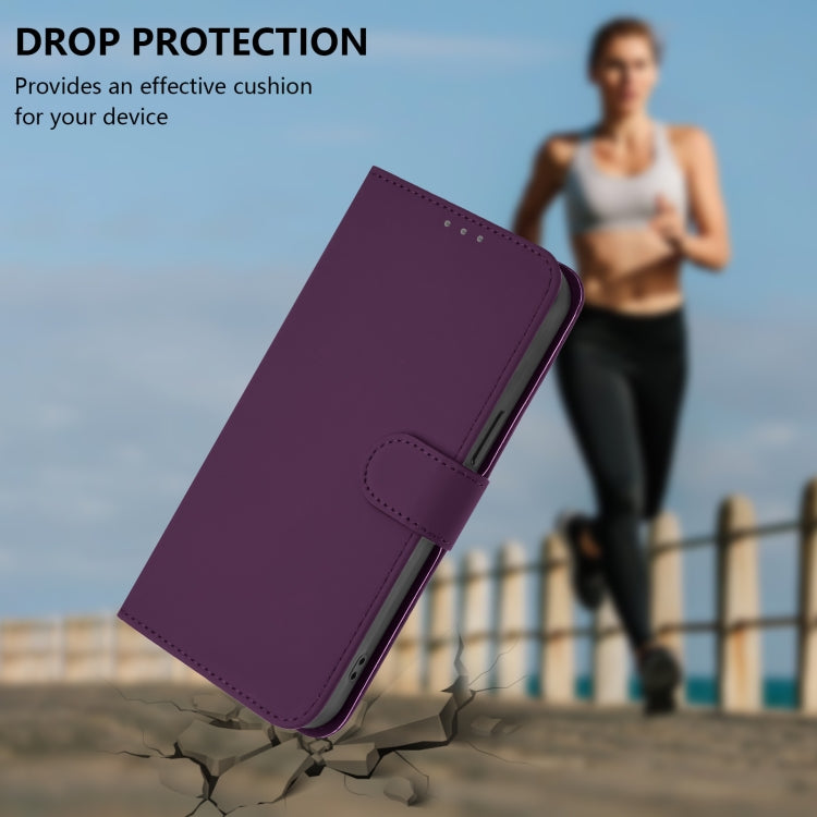 For iPhone 16 Plus Skin Feel Solid Color Leather Phone Case with Lanyard(Violet) - iPhone 16 Plus Cases by buy2fix | Online Shopping UK | buy2fix