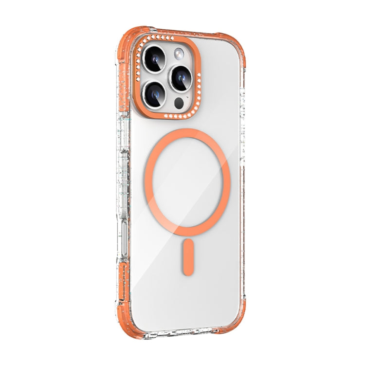 For iPhone 16 Pro Mutural Blink Series Glitter Edge MagSafe Magnetic Phone Case(Orange) - iPhone 16 Pro Cases by Mutural | Online Shopping UK | buy2fix