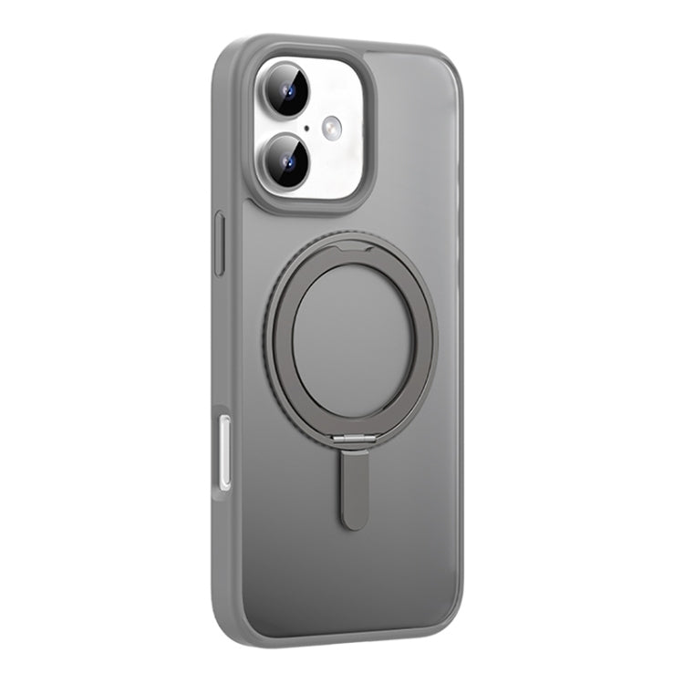 For iPhone 16 Mutural Armor Series MagSafe Magnetic Holder Phone Case(Grey) - iPhone 16 Cases by Mutural | Online Shopping UK | buy2fix