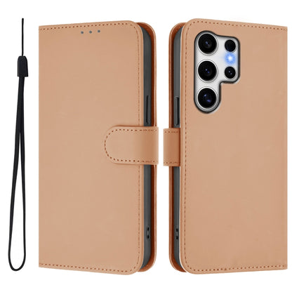 For Samsung Galaxy S25 Ultra 5G Skin Feel Solid Color Leather Phone Case with Lanyard(Nude) - Galaxy S25 Ultra 5G Cases by buy2fix | Online Shopping UK | buy2fix