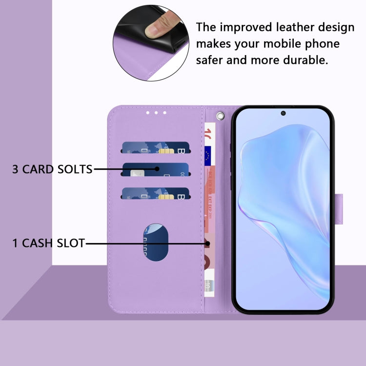 For Samsung Galaxy S25 Ultra 5G Skin Feel Solid Color Leather Phone Case with Lanyard(Lavender Purple) - Galaxy S25 Ultra 5G Cases by buy2fix | Online Shopping UK | buy2fix