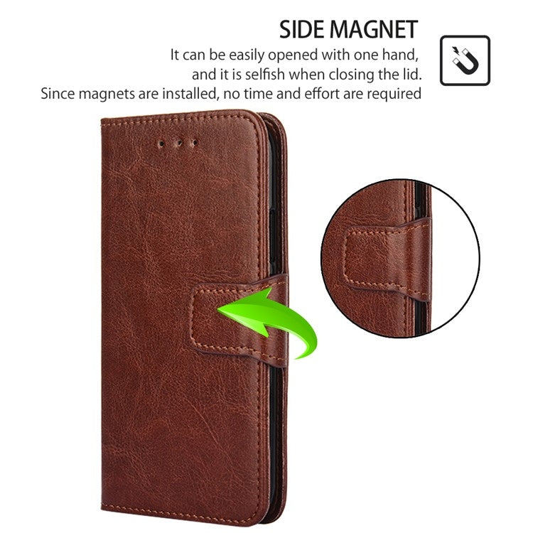 For iPhone 16 Plus Crystal Texture Leather Phone Case(Brown) - iPhone 16 Plus Cases by buy2fix | Online Shopping UK | buy2fix