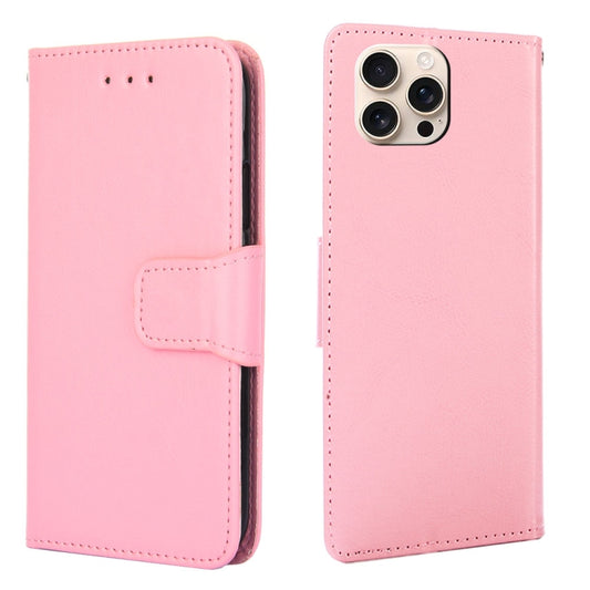 For iPhone 16 Pro Max Crystal Texture Leather Phone Case(Pink) - iPhone 16 Pro Max Cases by buy2fix | Online Shopping UK | buy2fix