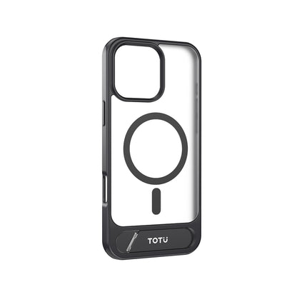 For iPhone 16 Pro Max TOTU PC-25 Skin Feel MagSafe Magnetic Stand Phone Case(Black) - iPhone 16 Pro Max Cases by TOTUDESIGN | Online Shopping UK | buy2fix