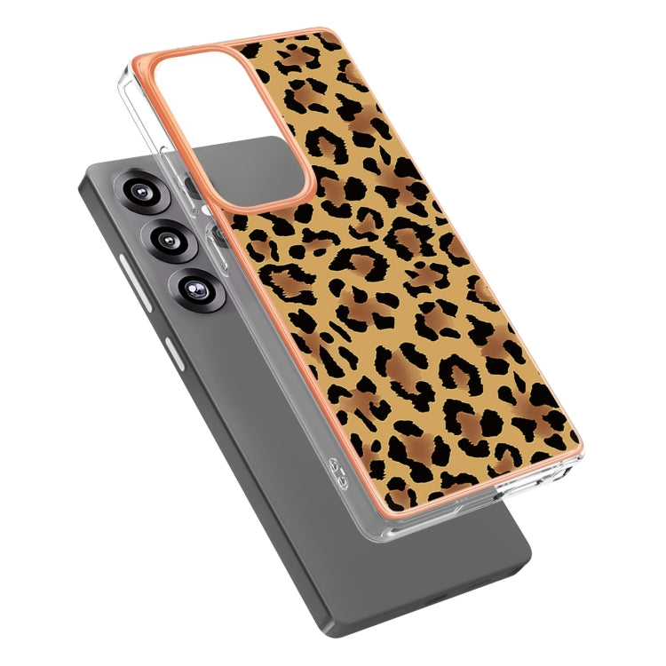 For Samsung Galaxy S25 Ultra 5G Electroplating Marble Dual-side IMD Phone Case(Leopard Print) - Galaxy S25 Ultra 5G Cases by buy2fix | Online Shopping UK | buy2fix