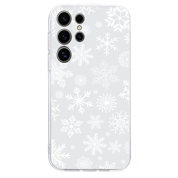 For Samsung Galaxy S25 Ultra 5G Christmas Painted Pattern TPU Transparent Phone Case(Snowflakes) - Galaxy S25 Ultra 5G Cases by buy2fix | Online Shopping UK | buy2fix