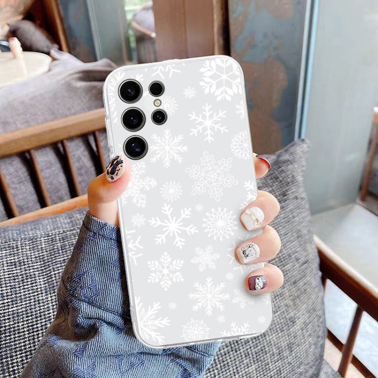 For Samsung Galaxy S25 Ultra 5G Christmas Painted Pattern TPU Transparent Phone Case(Snowflakes) - Galaxy S25 Ultra 5G Cases by buy2fix | Online Shopping UK | buy2fix