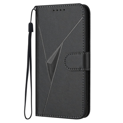 For Samsung Galaxy S25 5G Triangle Pattern Buckle Clasp Leather Phone Case(Black) - Galaxy S25 5G Cases by buy2fix | Online Shopping UK | buy2fix