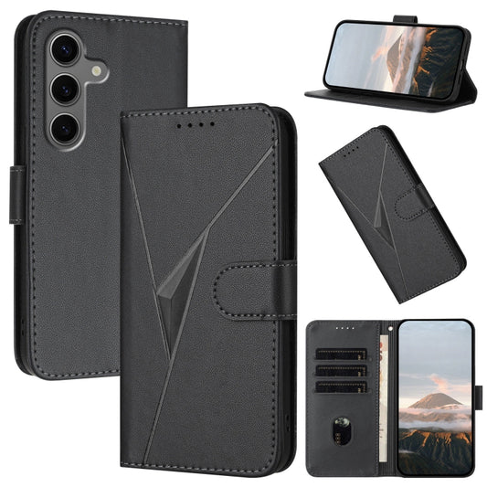 For Samsung Galaxy S25+ 5G Triangle Pattern Buckle Clasp Leather Phone Case(Black) - Galaxy S25+ 5G Cases by buy2fix | Online Shopping UK | buy2fix