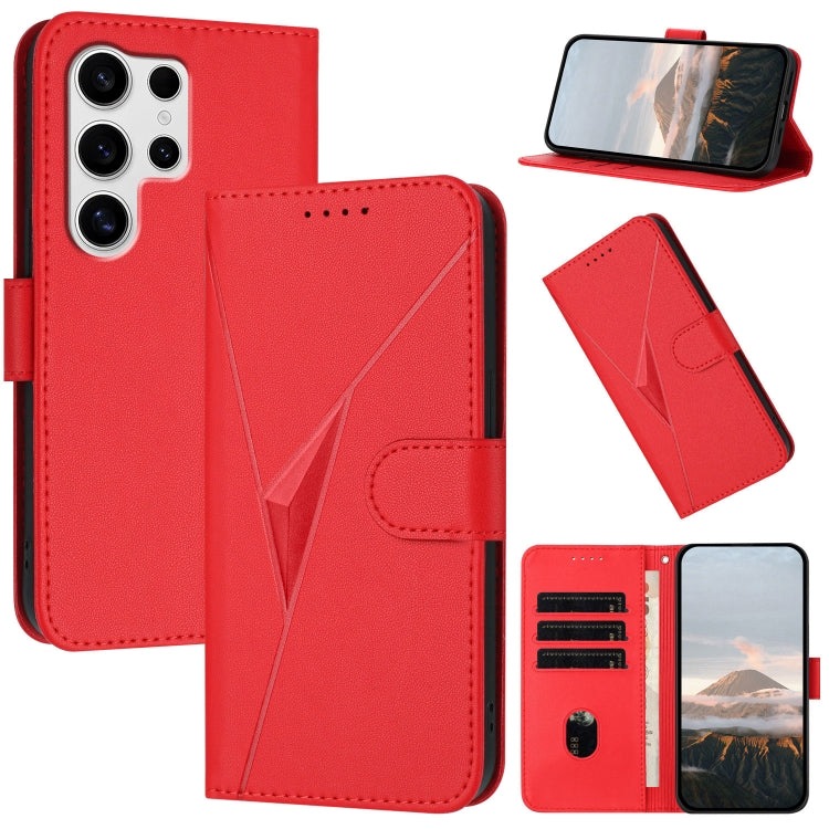 For Samsung Galaxy S25 Ultra 5G Triangle Pattern Buckle Clasp Leather Phone Case(Red) - Galaxy S25 Ultra 5G Cases by buy2fix | Online Shopping UK | buy2fix