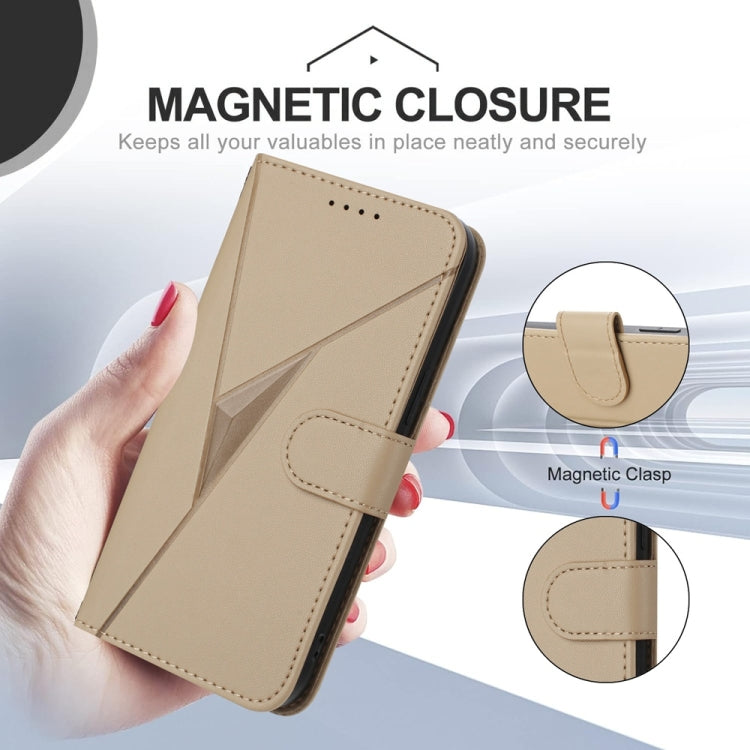 For Samsung Galaxy S25 Ultra 5G Triangle Pattern Buckle Clasp Leather Phone Case(Gold) - Galaxy S25 Ultra 5G Cases by buy2fix | Online Shopping UK | buy2fix