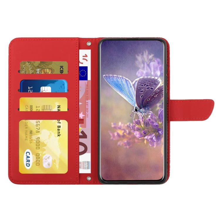 For Samsung Galaxy S25 Ultra 5G Skin Feel Butterfly Embossed Flip Leather Phone Case(Red) - Galaxy S25 Ultra 5G Cases by buy2fix | Online Shopping UK | buy2fix