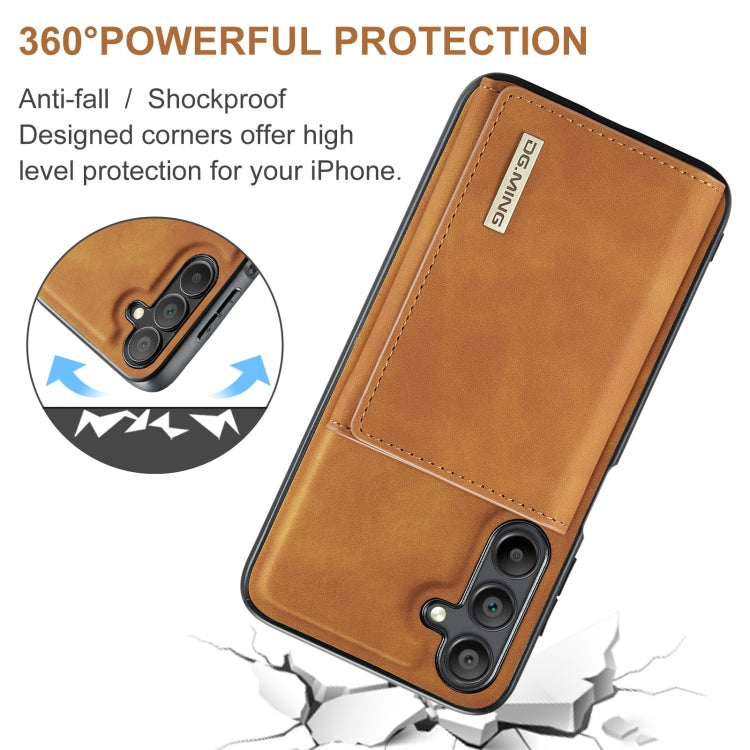 For Samsung Galaxy A16 5G DG.MING M1 Series 3-Fold Multi Card Wallet + Magnetic Phone Case(Brown) - Galaxy Phone Cases by DG.MING | Online Shopping UK | buy2fix