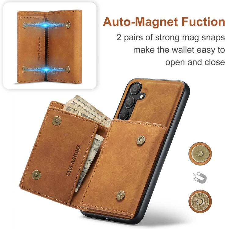 For Samsung Galaxy A16 5G DG.MING M1 Series 3-Fold Multi Card Wallet + Magnetic Phone Case(Brown) - Galaxy Phone Cases by DG.MING | Online Shopping UK | buy2fix