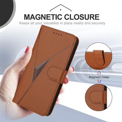 For OnePlus 11 Triangle Pattern Buckle Clasp Leather Phone Case(Brown) - OnePlus Cases by buy2fix | Online Shopping UK | buy2fix