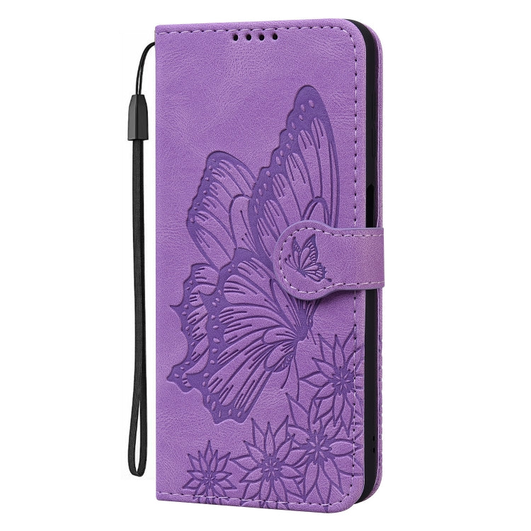 For Samsung Galaxy S25 5G Retro Skin Feel Butterflies Embossing Horizontal Flip Leather Phone Case(Purple) - Galaxy S25 5G Cases by buy2fix | Online Shopping UK | buy2fix