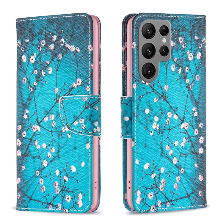 For Samsung Galaxy S25 Ultra 5G Colored Drawing Pattern Leather Phone Case(Plum Blossom) - Galaxy S25 Ultra 5G Cases by buy2fix | Online Shopping UK | buy2fix