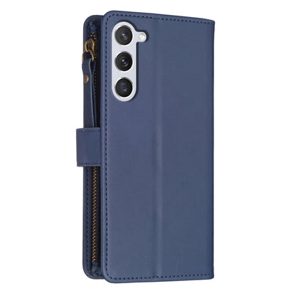 For Samsung Galaxy S25 5G 9 Card Slots Zipper Wallet Leather Flip Phone Case(Blue) - Galaxy S25 5G Cases by buy2fix | Online Shopping UK | buy2fix