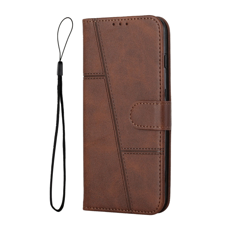 For Samsung Galaxy S25 Ultra 5G Stitching Calf Texture Buckle Leather Phone Case(Brown) - Galaxy S25 Ultra 5G Cases by buy2fix | Online Shopping UK | buy2fix